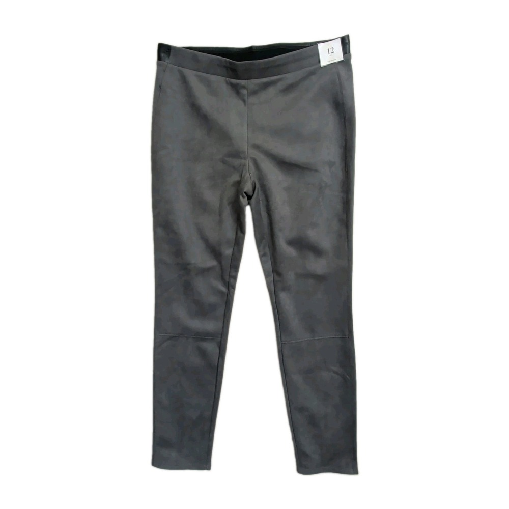 White House Black Market The Legging Womens 12 Gray Faux Suede Business Casual